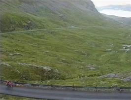 The view back to road from the first hairpins at the top of the pass